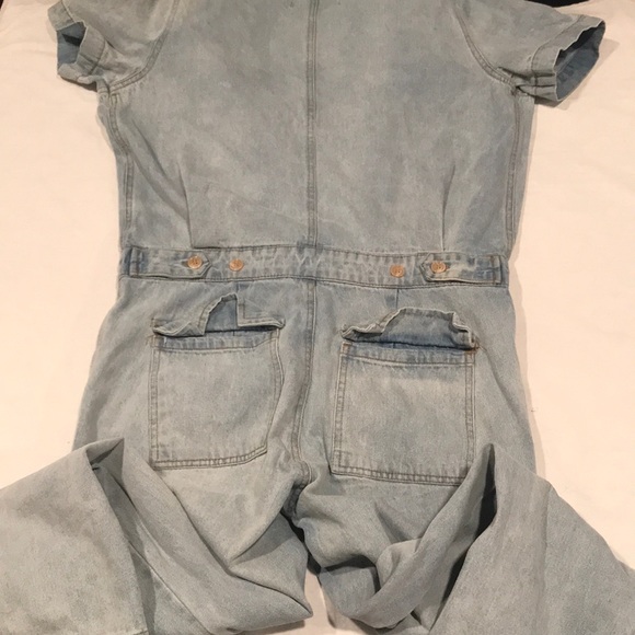 Dressed In LALA “Willa Denim Jumpsuit” Short Sleeve Pockets S/M - Picture 11 of 16